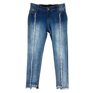 Coco + Carmen Tummy Slimming Stretch Frayed Stripe Skinny Jeans